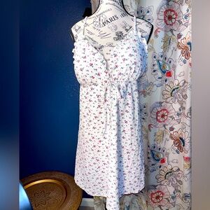 White Floral Spaghetti-Strap Sundress